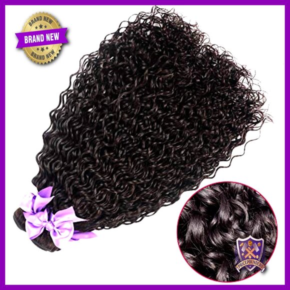Water Wave Human Hair Bundles With Closure, Wet and Wavy, 3 Bundles